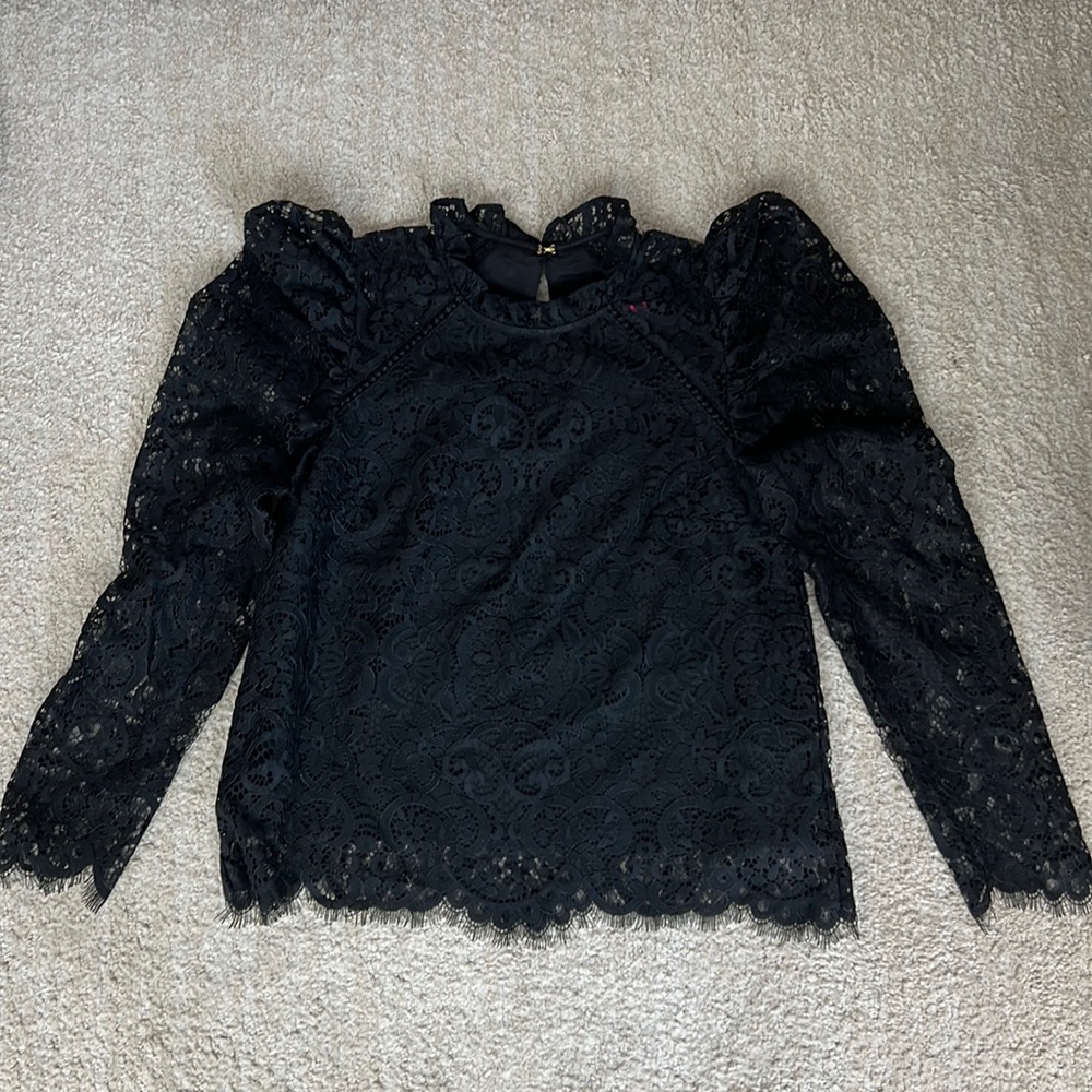 Lilly Pulitzer party lace cocktail blouse in black
